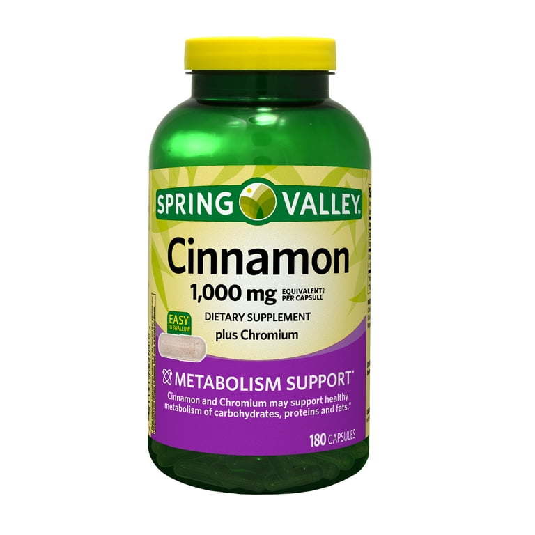 Spring Valley Cinnamon Plus Chromium Supplement 1000mg 180 Count