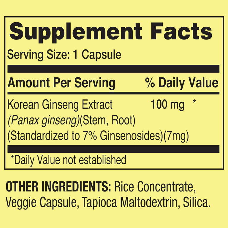 Spring Valley Korean Panax Ginseng 100 mg Non-GMO 60 Count